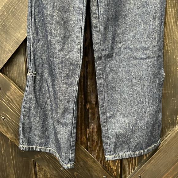 Chesley Denim Jumpsuit S Wide Leg Strapless Pockets Soft Elastic Stretch Waist - Picture 2 of 10